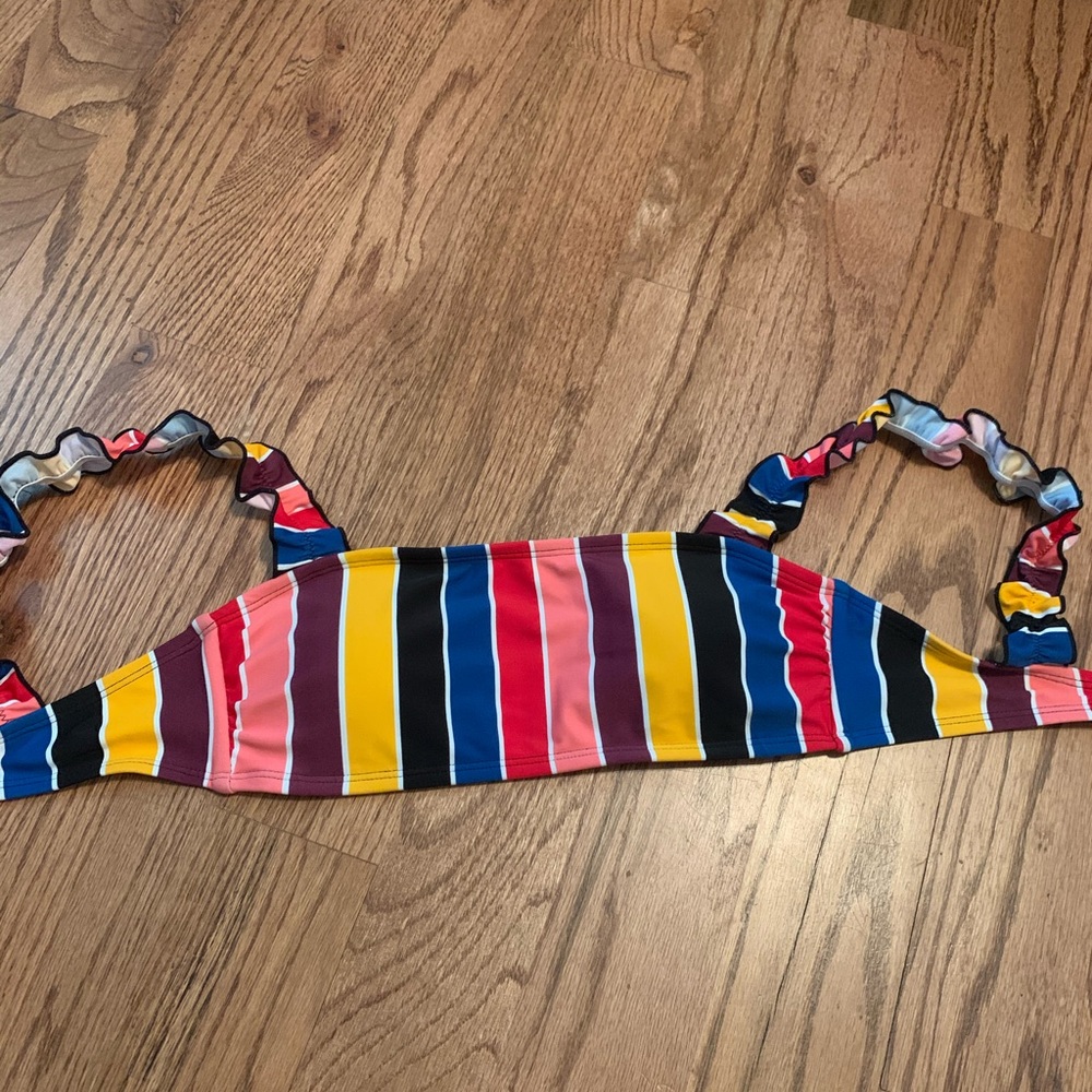 Colorful stripped bikini top